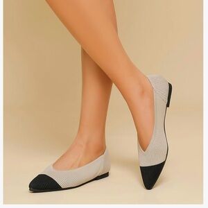 Tingrise Women's Flats Shoes Pointed Toe Knit Ballet Comfortable Dressy Slip